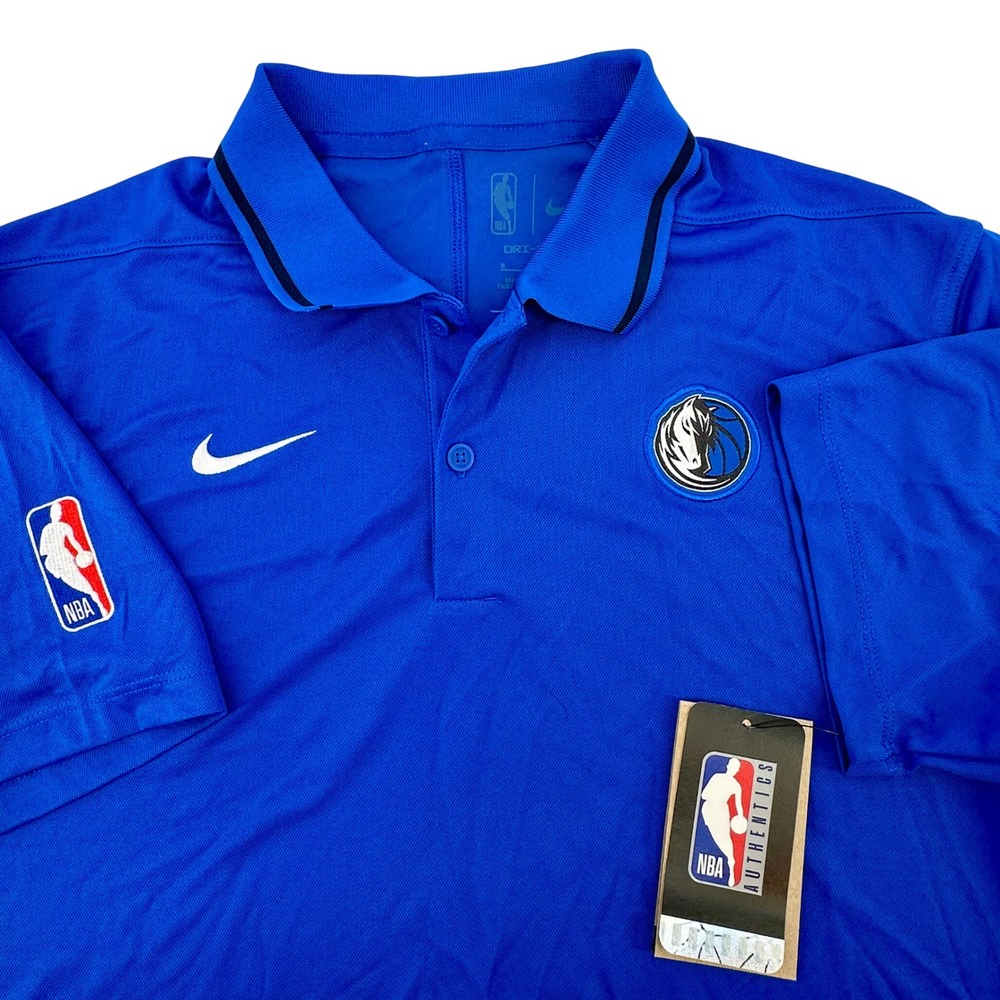 NWT Nike Dallas Mavericks Men Royal Blue Dri-FIT NBA Polo Shirt Small